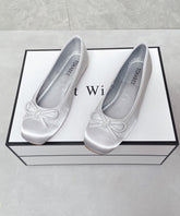 Boutique Bequeme blaue Satin-Ballerinas mit Schleife